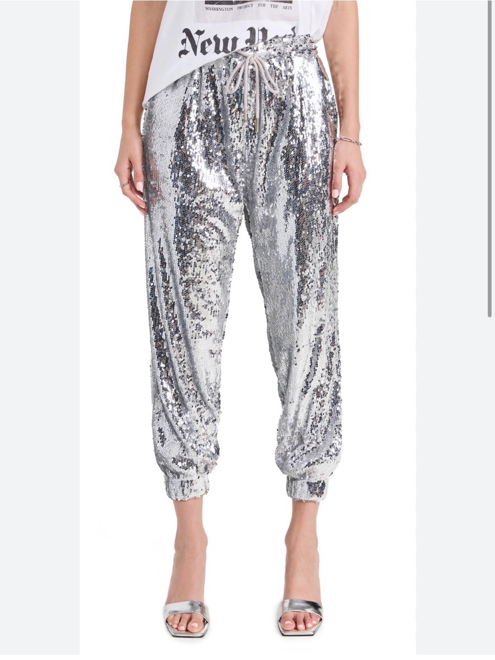 English Factory Silver Sequin Joggers
